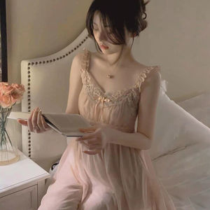 公主风吊带睡裙女夏季日系网红薄款蕾丝可爱甜美时尚性感睡衣居家