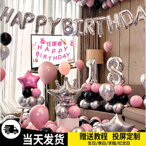 生日快乐气球装饰用品女孩儿童十岁派对场景家里公主风布置背景墙