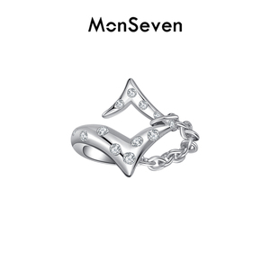 马嘉祺同款MonSeven星芒戒指女小众设计高级感简约锆石食指戒指潮