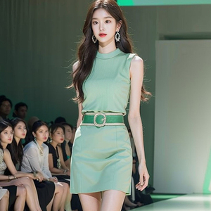 小香风名媛女装高端轻奢高级感气质收腰绿色上衣半身裙套装女夏季
