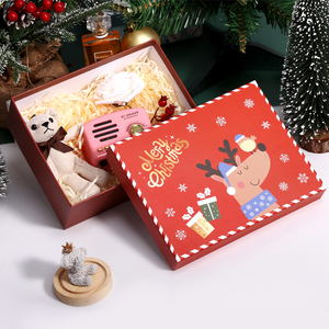 圣诞节礼品盒圣诞卡通礼物盒驯鹿雪人伴手礼盒礼物包装盒纸盒现货