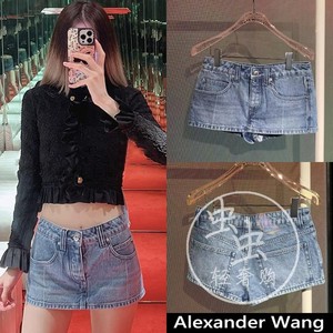 Alexander Wang亚历山大王牛仔裙裤不规则性感时尚低腰包臀超短裤