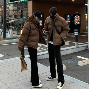 棕色立领棉衣情侣韩版设计感男生美式潮流宽松面包服棉袄外套潮男