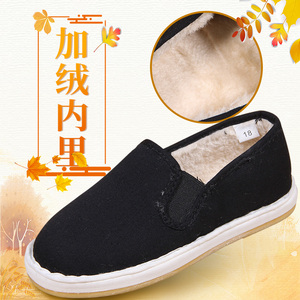 包邮老北京儿童棉鞋冬季黑色泡沫底加厚加绒保暖二棉鞋男童保暖鞋