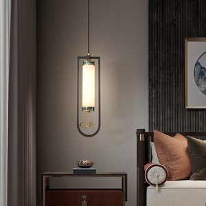 苏印 新中式卧室床头灯吊灯中国风复古云石灯创意个性背景墙灯具