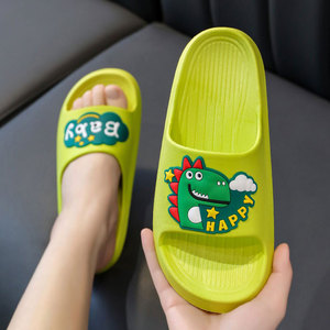 德国LANOOLN 儿童拖鞋卡通绿色恐龙夏季男童防滑一字露趾浴室凉拖