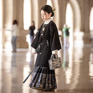 织金马面裙女童大衣衬衫夏季套装儿童汉服国风刺绣小女孩古装春秋