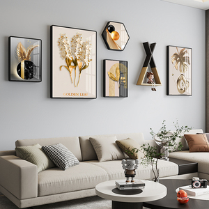 新款轻奢客厅装饰画沙发背景墙壁画现代简约北欧大气高档挂画组合