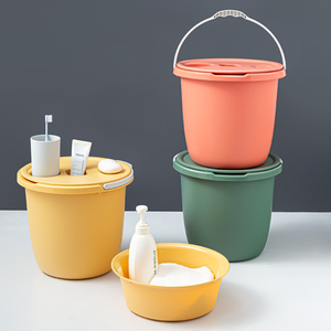 塑料储水桶盆套装加厚手提带盖大号家用学生宿舍脸盆卫生间洗衣桶