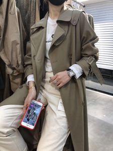 MISUO米索AE212春季新品韩版双排扣百搭系带中长款风衣外套女2020