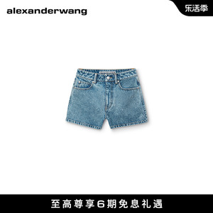 [春夏新品]alexanderwang亚历山大王女士烫钻装饰牛仔高腰短裤