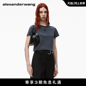 [春夏新品]alexanderwang亚历山大王essential发泡徽标装饰t恤