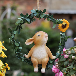 庭院花园装饰户外可爱兔子挂饰创意卡通动物树脂现代阳台网红挂件