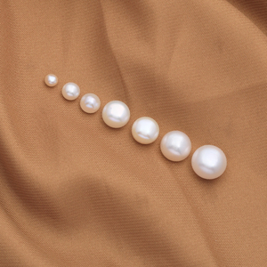 天然淡水珍珠馒头珠半孔强光散珠diy手工镶嵌珍珠耳钉首饰配件