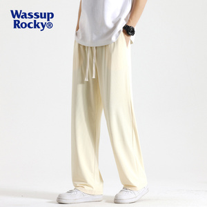WASSUP ROCKY重磅休闲直筒冰丝西裤夏季薄款透气冰感垂感宽松长裤