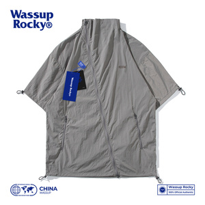 WASSUP ROCKY设计感机能双开斜拉链短袖衣衬衫男夏季冰丝速干工装