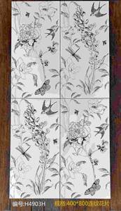 法式卫生间燕子花砖400800全瓷柔光动植物花鸟墙砖厨房客厅瓷砖