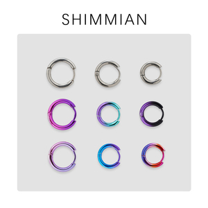 SHIMMIAN品牌单环值得信赖精致钛钢针圆头耳扣不伤耳拼色彩虹耳圈