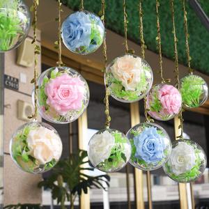 春天商场珠宝店吊顶氛围装饰布置春季透明花球挂饰店铺橱窗挂件球
