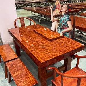 1.7米长桌办公桌茶台板桌椅组合书桌面奥坎新中式简约工作台桌面