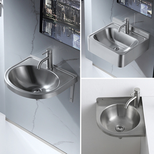 304不锈钢挂墙水槽单槽洗手盆简易角落三角盆厨房洗菜盆洗碗水池