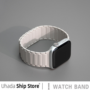 uhada适用苹果手表S9表带新款金属磁吸回环applewatch Ultra2硅胶磁吸SE男女高级智能运动iWatch 8/7/6/5腕带