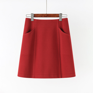 秋冬新款红色a字半身裙高腰气质包臀一步裙复古风小个子工装短裙