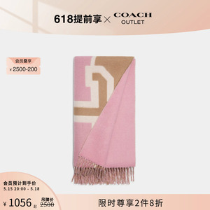 [520礼物]COACH/蔻驰奥莱女士VARSITY印花大尺寸围巾保暖含羊毛