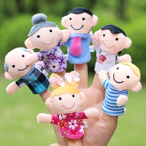可爱小号人物指偶毛绒玩具一家六口家庭成员手指偶娃娃互动讲故事