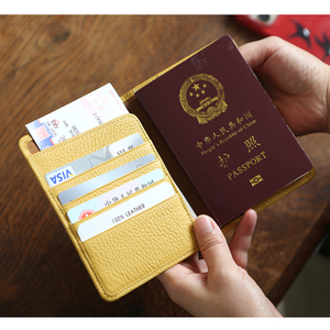 sainkho真皮护照包牛皮女式旅行飞机票夹高档简洁牛皮证件本时尚