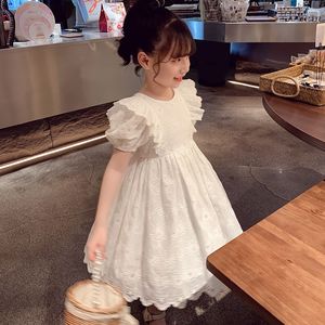 巴拉巴柆新款女童连衣裙夏装2024新款小女孩白色棉布裙子洋气