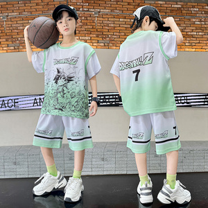 儿童篮球服2024夏季新款球服动漫龙珠运动速干短袖套装小学生球衣