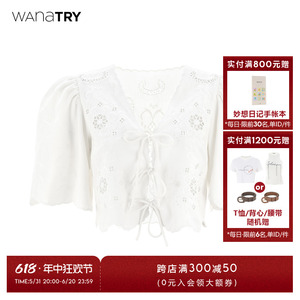 Wana try法式刺绣镂空衬衣夏季新款长袖衣服宽松上衣白色衬衫女
