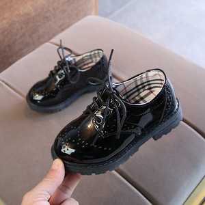 男童皮鞋春秋黑色系鞋带单鞋软底学生表演演出鞋英伦花童礼服鞋子