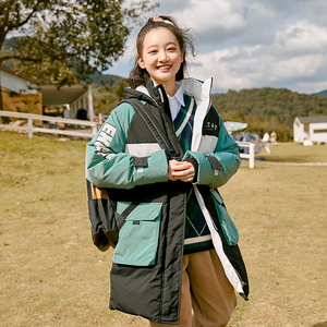 中学生羽绒服女冬装外套高中生派克服保暖中长款白鸭绒少女学院风