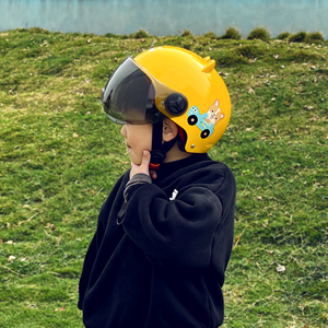 儿童电动车头盔4-12岁卡通电瓶车安全帽带耳朵新国标可爱半盔夏季