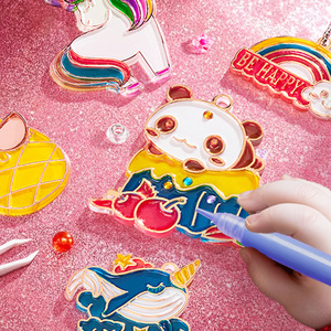 免烤胶画手工diy六一儿童节礼物涂鸦女孩玩具水晶伦堡宝免考涂画
