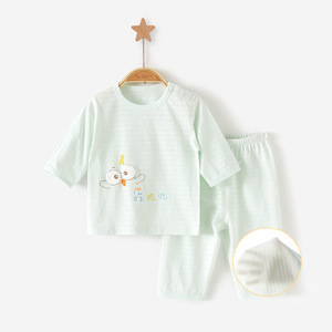 ·婴儿夏装纯棉衣服薄款分体套装夏季男宝宝睡衣空调服一岁半女宝