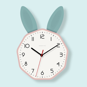 简约兔子创意可爱卡通钟表客厅静音挂钟儿童房挂墙上装饰时钟ins