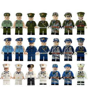 中国积木现代军事人仔武装海陆空军团小人偶士兵武器儿童拼装玩具