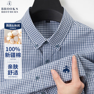 美国Brooks Brothers布克兄弟商务男士衬衫短袖纯棉格子衬衣寸衫