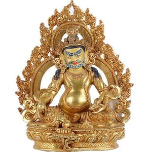尼泊尔手工黄铜鎏金黄财神佛像家用供奉佛具神像藏传佛品7寸