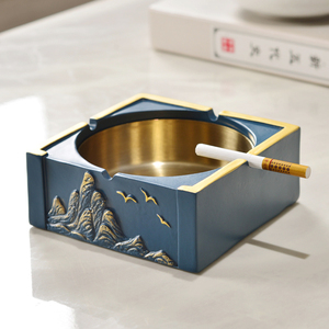 新中式烟灰缸家用创意客厅茶几办公室酒店烟缸纸巾盒套装高档定制