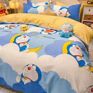 多喜爱哆啦A梦纯棉床上四件套全棉儿童卡通可爱被套床品床单宿舍