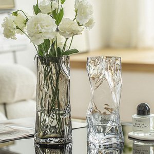 花瓶高级感轻奢摆件客厅插花瓶玻璃透明餐桌水培鲜花网红创意艺术