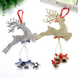 圣诞节大小鹿铃铛串挂件 圣诞树金银色铃铛挂饰配件装饰用品布置