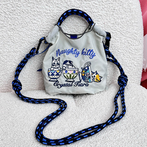 日系ballchain mini款刺绣购物袋环保尼龙手提斜挎包休闲手机包女