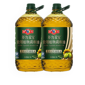 多力双宝食用植物调和油5L*2桶含5%特级初榨橄榄油葵花食用油包邮