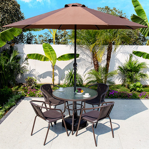 户外桌椅藤椅带伞三件套组合花园阳台休闲小茶几室外露天庭院桌椅