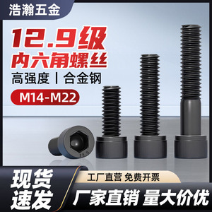 M14M16M18M20M22 12.9级高强度内六角螺丝杯头螺钉圆柱头螺栓螺杆